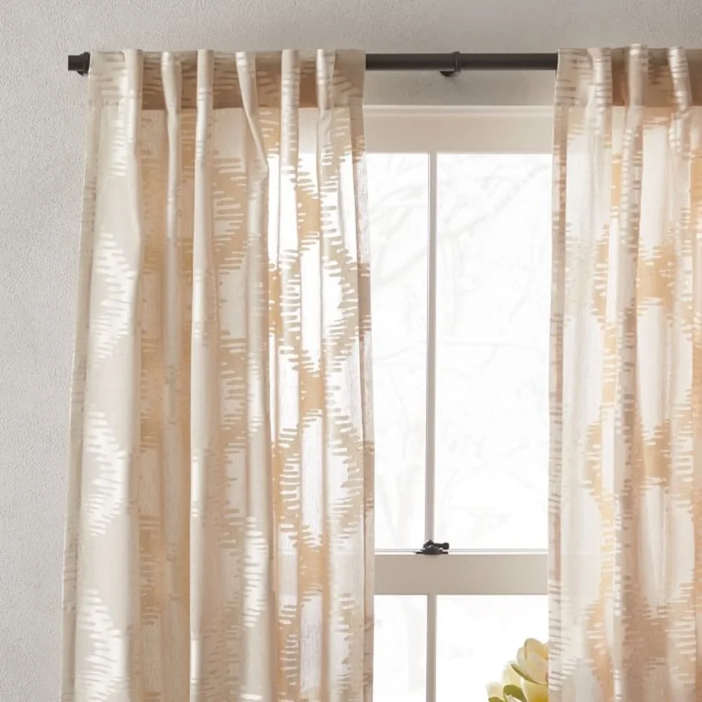 WEST ELM TRELLIS CLIPPED JACQUARD POLE POCKET CURTAINS 48x96 NWT